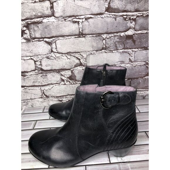 Dansko Black Leather Ankle Boots Block Heel Zip Heel Booties Women 38EU/7.5M US - Picture 14 of 16